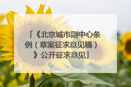 《北京城市副中心条例（草案征求意见稿）》公开征求意见