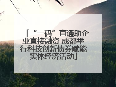 “一码”直通助企业直接融资 成都举行科技创新债券赋能实体经济活动