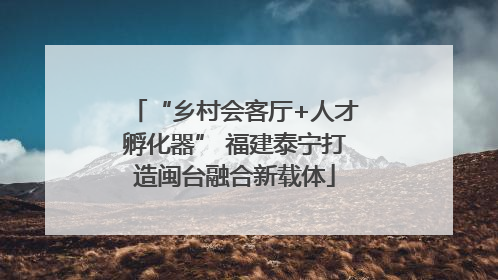 “乡村会客厅+人才孵化器” 福建泰宁打造闽台融合新载体