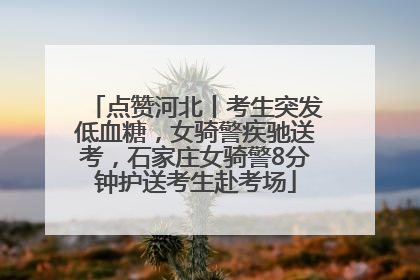 点赞河北丨考生突发低血糖，女骑警疾驰送考，石家庄女骑警8分钟护送考生赴考场