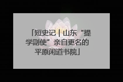 短史记｜山东“提学副使”亲自更名的平原闲道书院