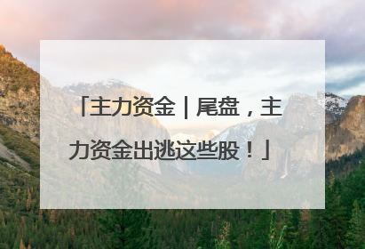 主力资金｜尾盘，主力资金出逃这些股！