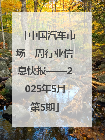 中国汽车市场一周行业信息快报——2025年5月第5期