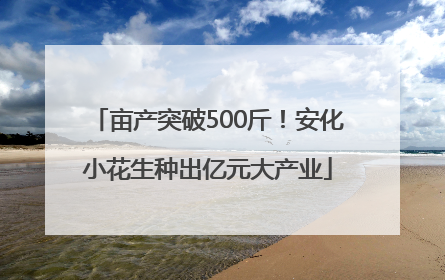 亩产突破500斤！安化小花生种出亿元大产业