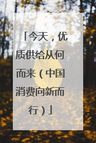 今天，优质供给从何而来（中国消费向新而行）