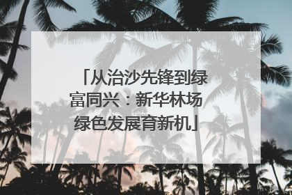 从治沙先锋到绿富同兴：新华林场绿色发展育新机