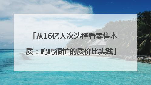 从16亿人次选择看零售本质：鸣鸣很忙的质价比实践