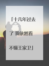 十几年过去了 我依然看不懂王家卫