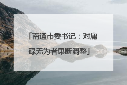 南通市委书记：对庸碌无为者果断调整