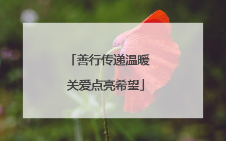 善行传递温暖 关爱点亮希望