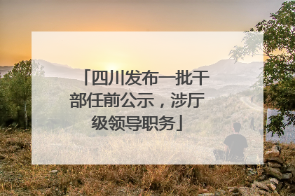 四川发布一批干部任前公示，涉厅级领导职务