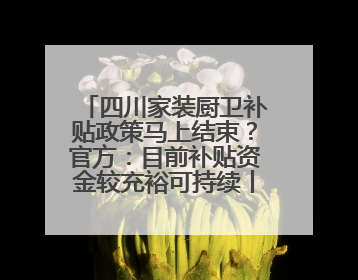 四川家装厨卫补贴政策马上结束？官方：目前补贴资金较充裕可持续丨民情瞭望