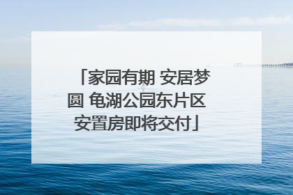 家园有期 安居梦圆 龟湖公园东片区安置房即将交付