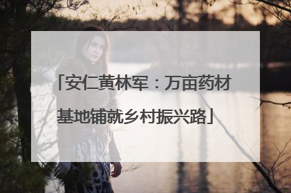 安仁黄林军：万亩药材基地铺就乡村振兴路