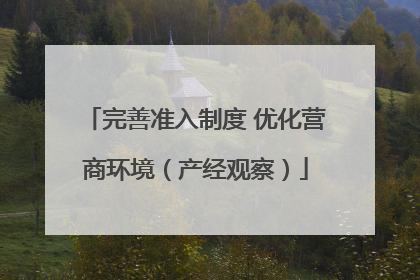 完善准入制度 优化营商环境（产经观察）