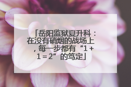 岳阳监狱夏升科：在没有硝烟的战场上，每一步都有“1＋1＝2”的笃定