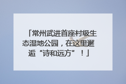 常州武进首座村级生态湿地公园，在这里邂逅“诗和远方”！