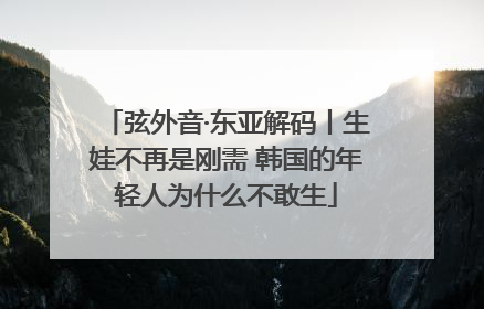 弦外音·东亚解码丨生娃不再是刚需 韩国的年轻人为什么不敢生