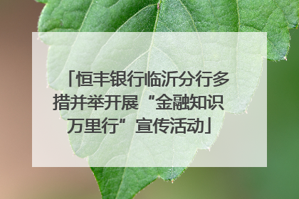恒丰银行临沂分行多措并举开展“金融知识万里行”宣传活动