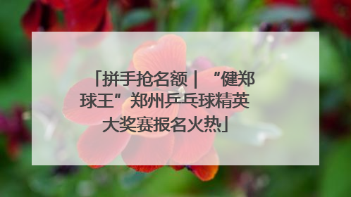拼手抢名额｜“健郑球王”郑州乒乓球精英大奖赛报名火热
