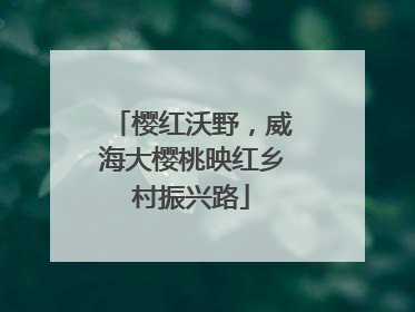 樱红沃野，威海大樱桃映红乡村振兴路