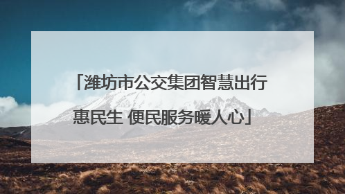 潍坊市公交集团智慧出行惠民生 便民服务暖人心