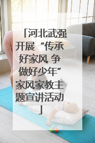 河北武强开展“传承好家风 争做好少年”家风家教主题宣讲活动