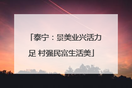 泰宁：景美业兴活力足 村强民富生活美