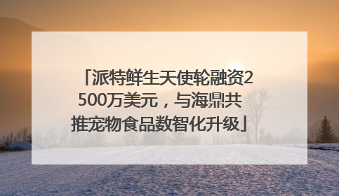 派特鲜生天使轮融资2500万美元，与海鼎共推宠物食品数智化升级