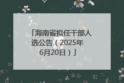 海南省拟任干部人选公告（2025年6月20日）