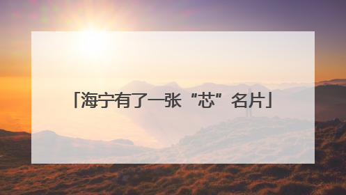海宁有了一张“芯”名片