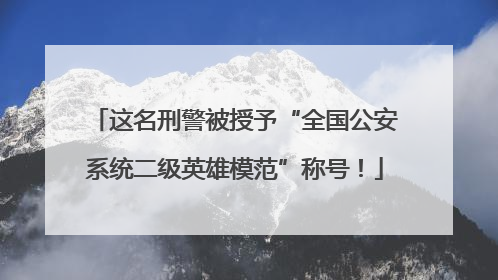 这名刑警被授予“全国公安系统二级英雄模范”称号！