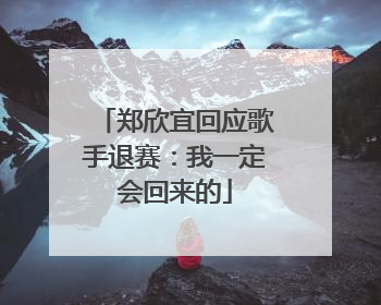 郑欣宜回应歌手退赛：我一定会回来的