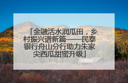 金融活水润瓜田，乡村振兴谱新篇——民泰银行舟山分行助力朱家尖西瓜甜蜜升级