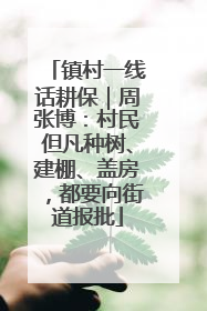 镇村一线话耕保｜周张博：村民但凡种树、建棚、盖房，都要向街道报批