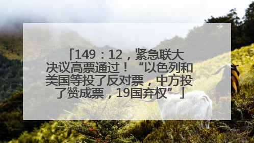 149：12，紧急联大决议高票通过！“以色列和美国等投了反对票，中方投了赞成票，19国弃权”
