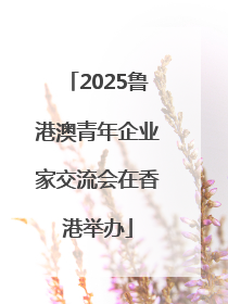 2025鲁港澳青年企业家交流会在香港举办