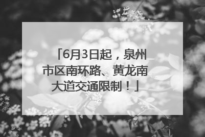 6月3日起，泉州市区南环路、黄龙南大道交通限制！
